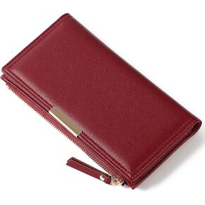 Wallet Women Leather RFID Blocking Large Capacity Credit Card Holder Bifold Long Ladies Purse with Zipper Pocket
