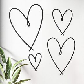 Gvhntk 4 Pieces Metal Heart Wall Art Decor Love Heart Sign Wall Ornaments Beautiful Heart Shape Metal Black Wall Decor for Valentine's Day Christmas Living Room Bedroom Decoration