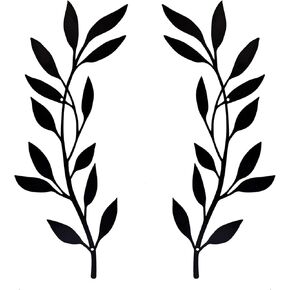 Metal Tree Leaf Wall Decor 2 PCS Rustic Vine Branch Leaf Wall Art for Living Room Bedroom Bathroom Decorations - Golden Yellow