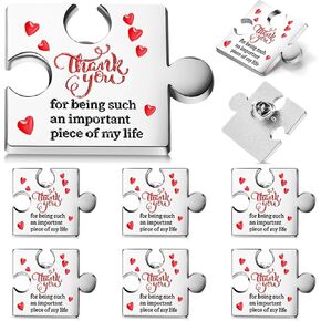 Yinkin 6 Pcs Valentine's Day Puzzle Pins Heart Appreciation Lapel Brooch Pins Motivational Badges for Couples Nurse Teacher Thank Gifts Wedding Souvenirs