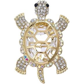 Cute Tortoise Brooch for Women,Rhinestone Crystal Turtle Tortoise Shell Brooch Pins Vintage Animal Lapel Pins Fashion Clothing Accessories Decorative Jewelry Mother's Day Easter