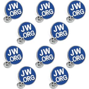Jehovah Witness - 3/4" Round Blue Lapel Pin - JW.org Neck Tie Hat Tack Clip Women or Men Suits-Silver Round-10 Pcs