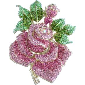 Gorgeous Wedding 5.32" Big Rose Flower Brooch Pin Austrian Crystal Pendant BZ2994