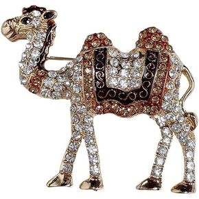 Cute Camel Rhinestones Brooches Lapel Pins for Women Men Teen Girls Funny Sparkly Crystal Cartoon Animal Pin Dress Suit Hat Bag Clothes Accessories Jewelry Party Christmas Holiday Gifts