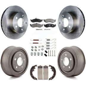 Transit Auto Front Rear Disc Brake Rotors Semi-Metallic Pads And Drum Kit (7Pc) Replacement For Jeep Wrangler Cherokee K8F-102043