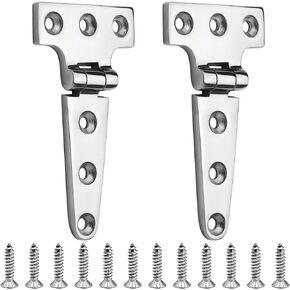 Stainless Steel T Hinges Marine Grade, 4 x 2 inch (100 x 54 mm), 6 x 3 inch (150 x 72 mm), 8 x 4 inch (196 x 97 mm), 316 SS, Boat Hinges with Screws