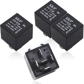 4 PCS Automotive 5 Pin Relay, DC 12V 40A Conversion Start Relay Switch, Waterproof Housing Sensitive Contact System Component Relay Replacement Parts, Universal for Most Cars Models (Black)