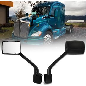 Pair Hood Mirror for Kenworth T680 Peterbilt 579 Peterbilt 587 Mirror Replacement Driver Left and Passenger Right Side OE Kenworth T680 Accessories (Black)