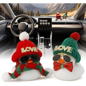 Car Rubber Ducks,Car Ducks for Dashboard 2pcs,Mini Rubber Ducks Car Decorations Interior,Funny Rubber Duck,Car Accessories Interior,Car Accessories for Women,Couple,Christmas Decor