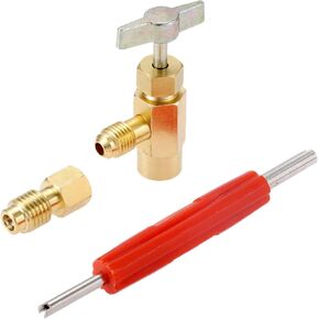 Aupoko R134A Self-Sealing Can Tap with R134A Tank Adapter and Valve Core Remover, 1/4’’ SAE Valve Refrigerant Dispenser with 1/4’’ Female and 1/2’’ Male Adapter, for Air Conditioner Manifold