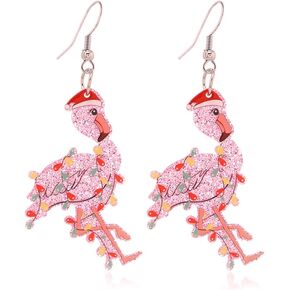 Flamingo Earrings Pink Flamingo Dangle Drop Earrings Christmas Dangle Earrings for Women