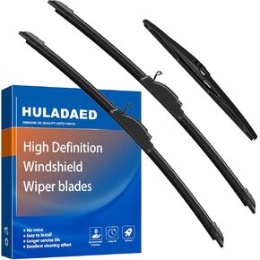 HULADAED® 26''+20''+14'' استبدال مساحات الزجاج الأمامي السيليكون لشفرات ممسحة باسيفيكا 2024-2017، مساحات السيارات الأصلية بجودة المصنع لمجموعة شفرات الممسحة الأمامية والخلفية لسيارتي