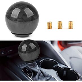 1 PC Car Shift knob, Carbon Pattern Round Comfortable and Durable Shift Lever Wave Stick Head, Car Modification Accessories with 3 Adapters, Universal for Most Cars (Carbon Fiber Black)