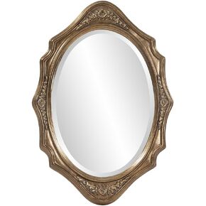 Howard Elliott Trafalgar Virginia Silver Leaf Oval Wall Mounted Mirror with Cameo-Esque Wood Frame, Decorative Wall Mirrors for Home and Office, 19 x 27 Inch