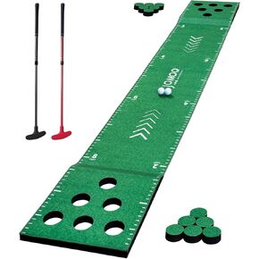 Golf Pong Putting Game Set Portable Golf Putting Green Mat with 2 Putters, 2 Balls,12 Hole Covers Putting Practice Training Aid for Backyard Party Office Home Indoor&Outdoor