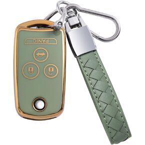 متوافق مع غطاء Acura Key Fob مع حبل جلدي، غطاء حماية لغطاء مفتاح السيارة لـ Accord Acura MDX Acura RDX Acura TL Acura TSX Acura ZDX جهاز التحكم عن بعد الذكي، أسود