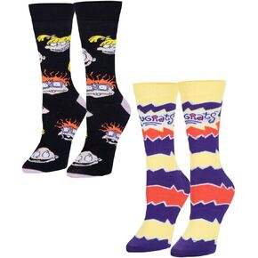 Nickelodeon Rugrats Chuckie, Angelica Cartoon Socks, Cute Fun Mix & Match 2 Pack