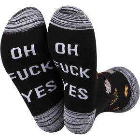JXGZSO Funny RPG Gamer Gift Oh F Yes Karlach Inspired Socks BG3 Tiefling Socks Video Game Character Socks