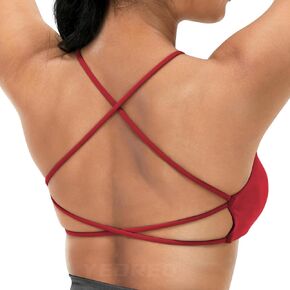 YEOREO Pearl Women's Sports Bra Strappy Criss Cross Back Bra Backless Removable Padded Yoga Crop Top
