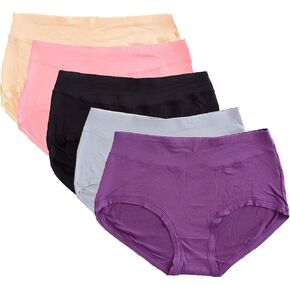 Warm Sun Women's rayon derived from bamboo Multi Pack Plus Size Stretchy Soft Breathable High Middle Waist Panties Size S-3XL