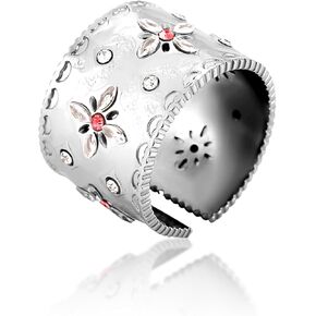 18K Gold Plated Statement Rings Non-Tarnish Palace Style Size 7 Gold Chunky Ring with Zircon Finger Rings for Women 304 Stainless Steel