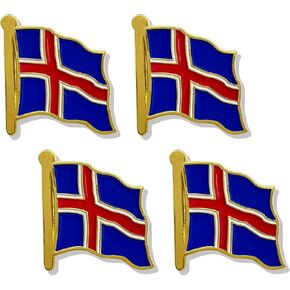 stidsds Iceland Flag Pin - Iceland Flags Pins Lapel Icelandic Flag Enamel Lapel Pin Men Women Suit & Waving Patriotic Metal Badge Souvenir Hat Backpacks Decoration(4 Pack)