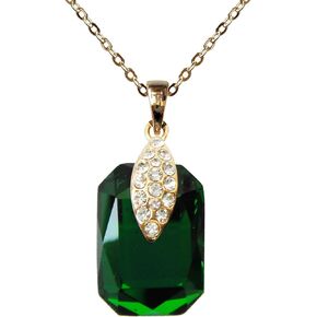 Navachi 18k Gold Plated Crystal Square Zircon Pendant Necklace 16"+2"