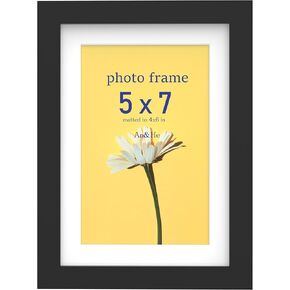 An&He 5 x 7 Picture Frame Set of 1, Black Photo Frame, Wooden Picture Frame with High Definition Glass for Wall & Tabletop Display