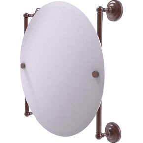 Allied Brass QN-27-90-GLT Que Round Frameless Rail Mounted Mirror, Glokzin Teal