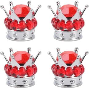 4Pcs Anti ABS Tire Wheel Stem Valve Cover Crown Universal for Cars Trucks (Red)
