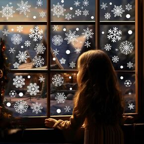 Christmas Window Clings Winter Santa Claus Window Stickers Silhouette Cover Decals Reusable Window Decals Xmas Tree Snowy Lightbulb Holiday Party Indoor Christmas Decor for Windows Glass 210PCS