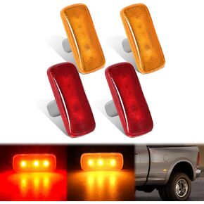 Nilight Wheel Fender Side Marker Lights 4 PCS 3 LED Red Amber Front Rear Fender Clearance Light Plug And Play Waterproof Light Compatible With 2010-2018 Dodge Ram 2500 3500 Super Duty