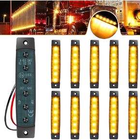 10pcs Ambe 12V 6LED Trailer Side Marker Indicator Lights 3.8" Waterproof Front Rear Signal Side Clearance Marker Light for Trailer Truck Front Rear Van Pickup Rv Camper Boat…