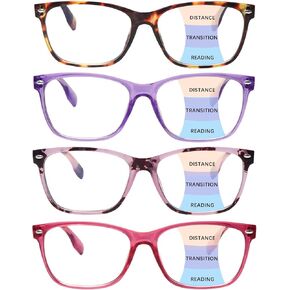 COJWIS Progressive Multifocus Reading Glasses Blue Light Blocking,Spring Hinge Readers for Women Men (Multicolor, 2.50, multiplier_x)
