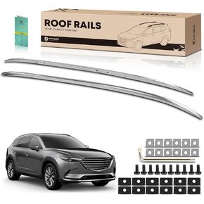 YHTAUTO Car Roof Rack Side Rails Compatible with Mazda CX-9 2016-2023, 165 Lbs Aluminum Alloy Flush Side Roof Rails, Anti-Rust Black Rooftop Luggage Rails w/Hardware