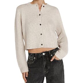 Cioatin Women Long Sleeve Button Down Knit Crop Cardigan Open Front Lightweight Sweater Pullover Fall Outfits Tops
