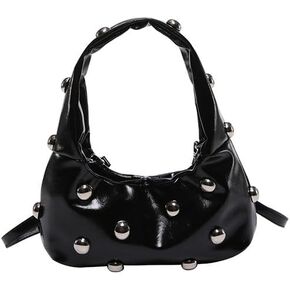 New women's handbag, Y2K crescent shaped leather bag, Burgundy wallet, punk body crossbody bag