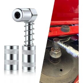 2 PCS Car 90 Degree 1/8 NPT Grease Nipple, Grease Coupler Adapter with Sleeve, 3 Jaw Non-Slip Grease Gun Lubrication Tool Connector for Small Spaces, Universal for Cars Accessories (Silver)