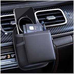 Car Organizers And Storage, Car Case Organizer For Car Air Conditioning Vent - Car Organizer For Cell Phones, Bank Cards, Pocket Tissues & More, Practical Car Caddy - Black