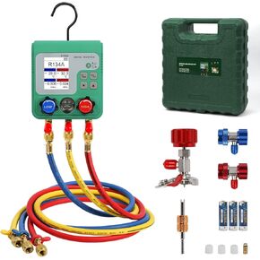 HVAC Gauges Digital Manifold Gauges HVAC Manifold Gauge Set 92 Refrigerants AC Gauges Kit Test Pressure and Vacuum R410A Gauges R134A 1234YF R12 R404A R22 Refrigerant Gauges HVAC Refrigeration Gauges