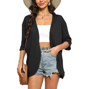 Yekaty Womens Casual Lightweight Cardigans Open Front 3/4 Sleeve Cardigan Summer Cover Up