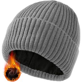 Winter Hats & Black Beanies for Men Women， No-Logo and Fleece-Lined