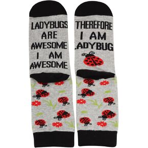 PXTIDY 2 Pairs Funny Ladybug Sock Lady Beetles Gift Good Luck Ladybug Gift Insect Gift Nature Gift
