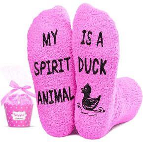 HAPPYPOP Duck Gifts Ideas for Women - Funny Duck Gifts for Duck Lovers, Fuzzy Duck Socks