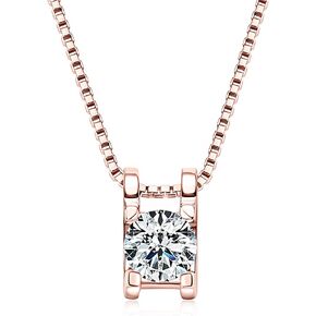 14K Gold Over Sterling Silver 0.5ct VVS2 Round Cut Bull Head Diamond Pendant Necklace for Women with17.72"Chain, Excellent for Formal Events or Romantic Dinners