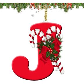 26 Letter Ornaments Christmas Tree Decoration Personalized Christmas Letter Christmas Tree Hanging Pendant Xmas Alphabet Letters for Christmas Tree DIY Craft Christmas Ornaments (A)