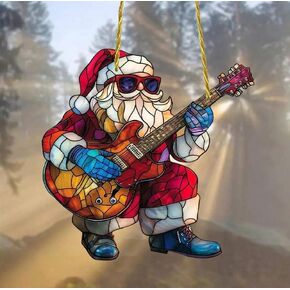 Funny Christmas Ornaments, Rockin' Santa Plays Guitar, Naughty Ugly Christmas Ornaments Acrylic, Funny Christmas Ornament 2024, Unique Christmas Ornaments, Inappropriate Gifts, Dirty Santa Ornaments.