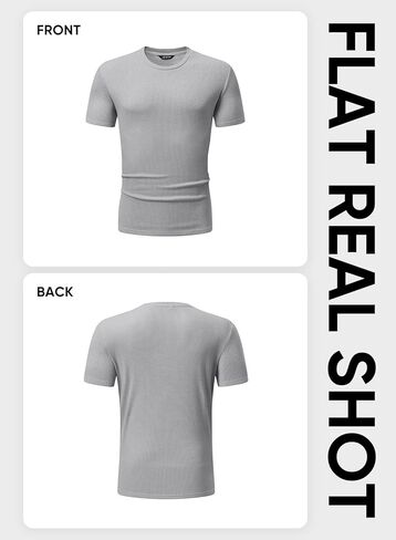 JMIERR Mens T Shirt Casual Solid Color Cotton Crewneck Stretch Short Sleeve Waffle Knit Tees in Kuwait