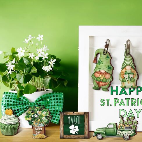 24 Pieces St. Patrick's Day Decorations Vintage Ornaments for Tree Shamrocks Wooden Hanging Ornaments Vintage Irish Embellishments with Ropes for St Patrick's Day Tree Table Decor (Shamrock Style) in Saudi Arabia