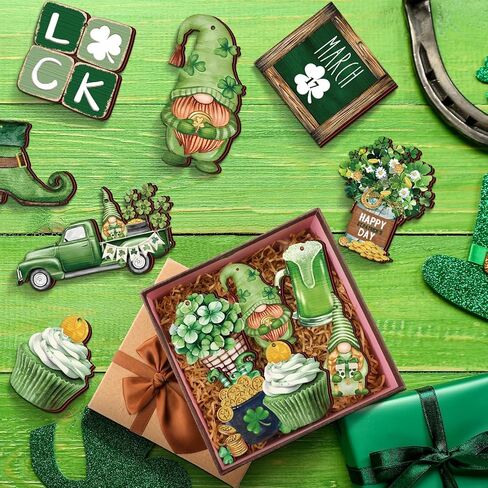 24 Pieces St. Patrick's Day Decorations Vintage Ornaments for Tree Shamrocks Wooden Hanging Ornaments Vintage Irish Embellishments with Ropes for St Patrick's Day Tree Table Decor (Shamrock Style) in Saudi Arabia